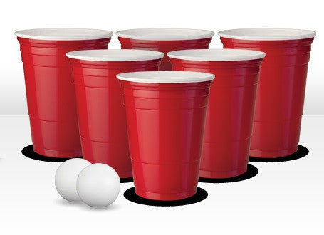Bière Pong Kit - Jeux à Boire, 50 Bière Pong + 10 Balles ,500ml Gobelet  Plastique Reutilisable avec 10 dés Gobelets Fête 25