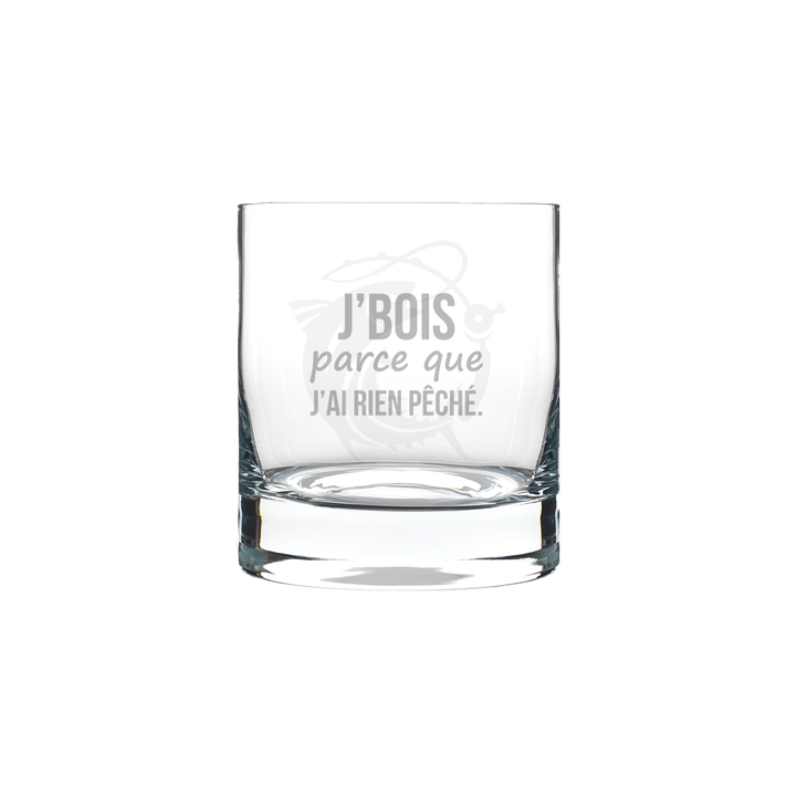 Verre gravé - J'bois parce que j'ai rien pêché