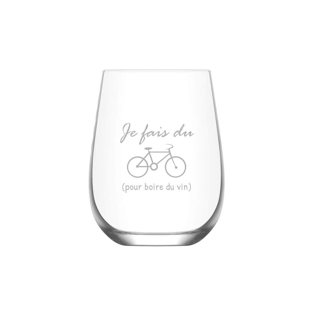 Verre gravé - Je fais du vélo