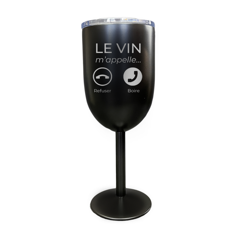 Verre à vin gravé - Le vin m'appelle