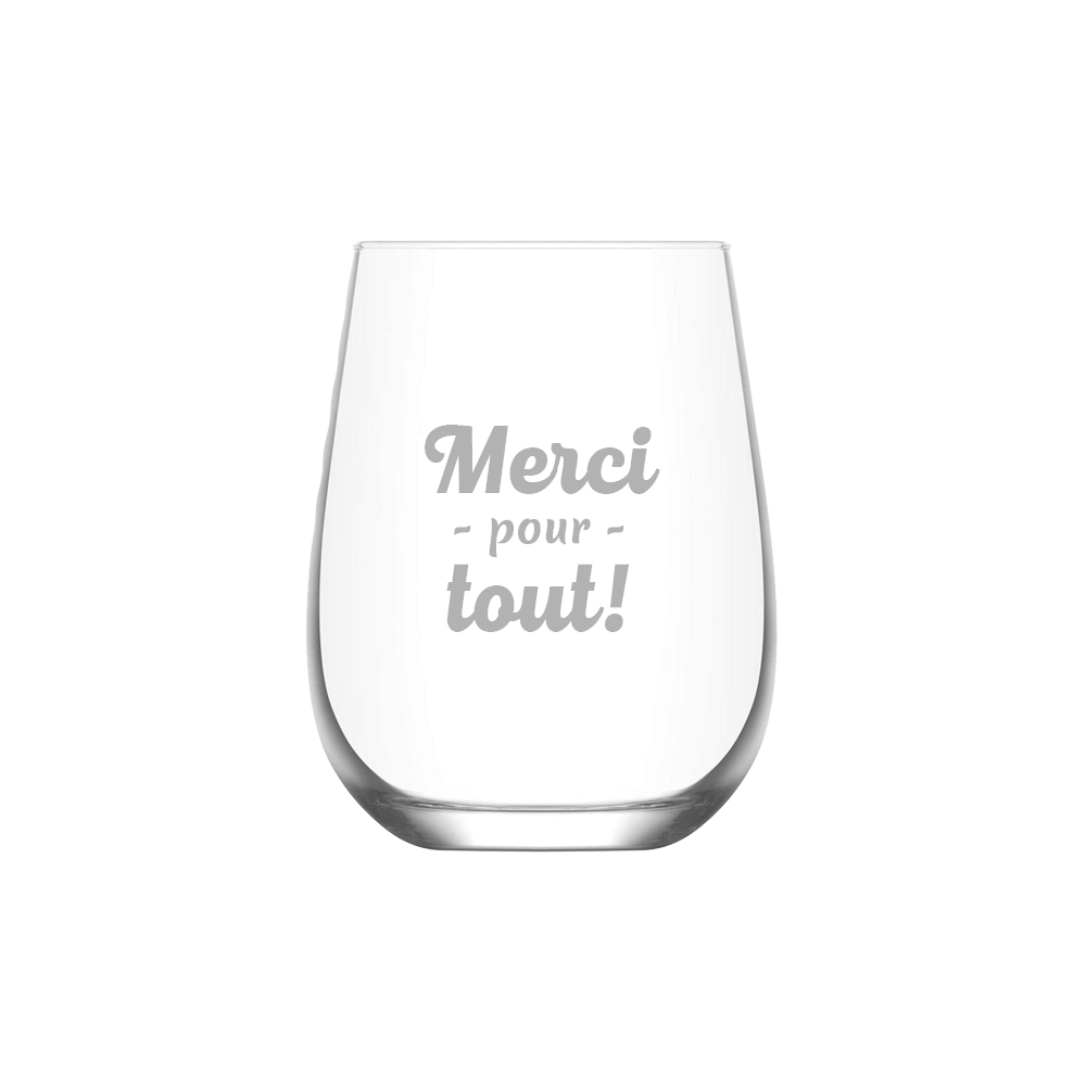 Verre gravé - Merci pour tout!