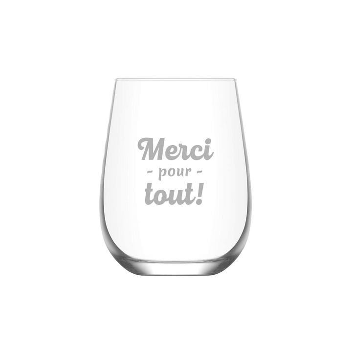 Verre gravé - Merci pour tout!