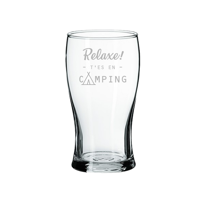 Verre gravé - Relaxe! T'es en camping