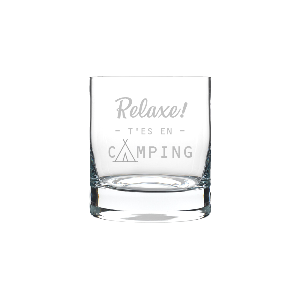 Verre gravé - Relaxe! T'es en camping