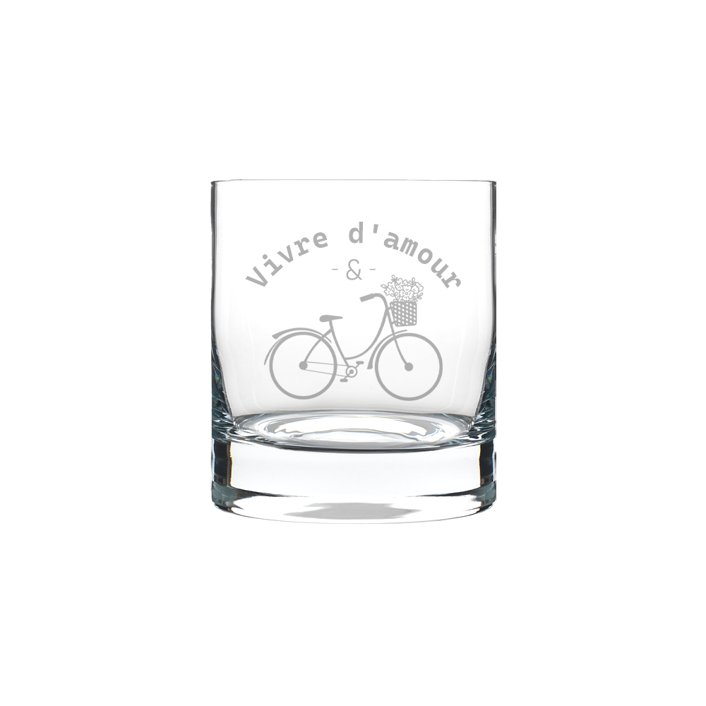 Verre gravé - Vivre d'amour & de vélo