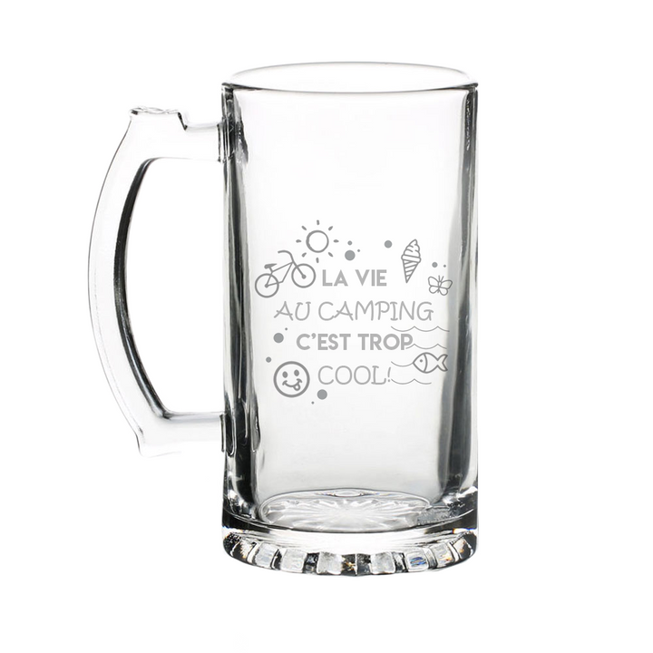 Verre gravé - La vie au camping c'est trop cool!