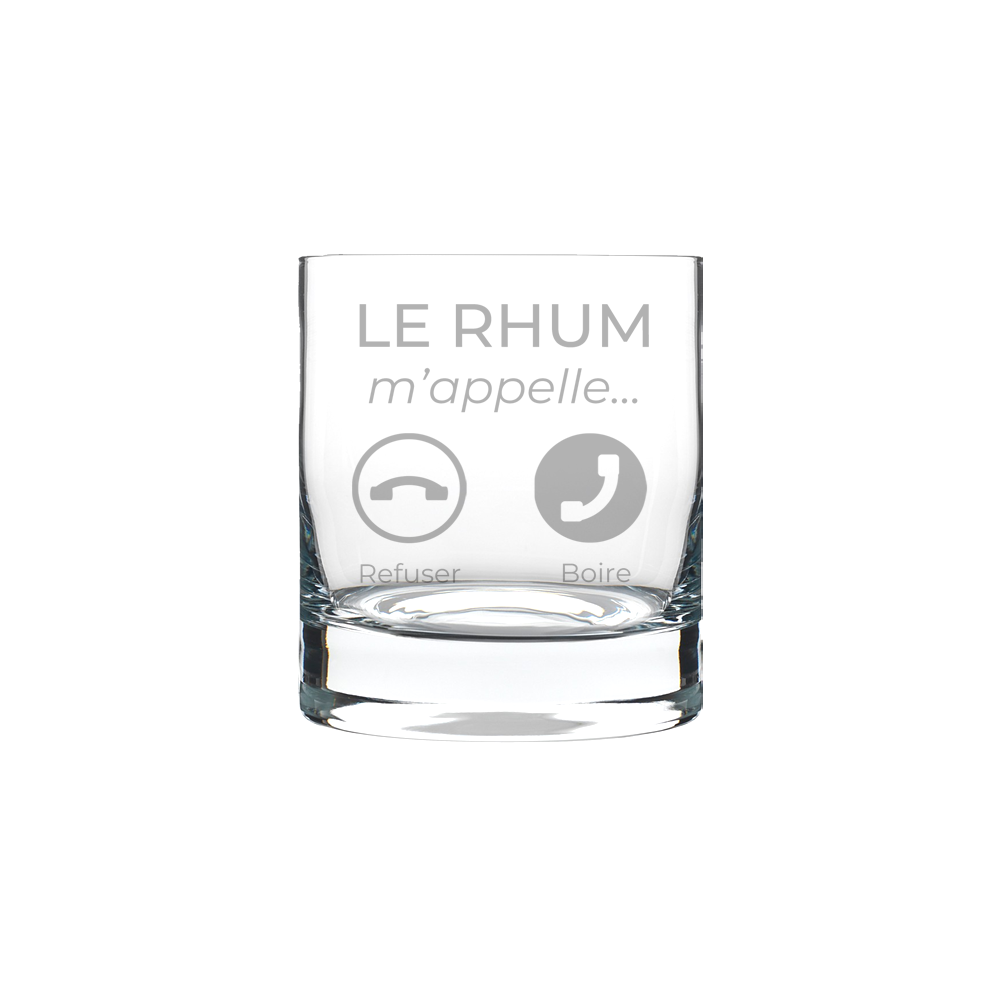 Verre gravé - Le rhum m'appelle