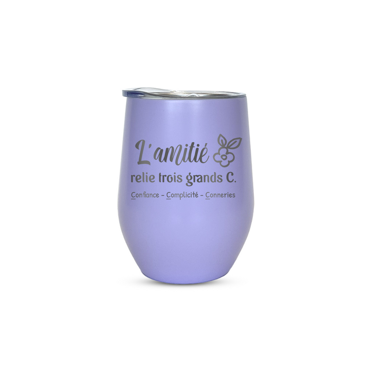 Verre gravé - L'amitié relie trois grands C.