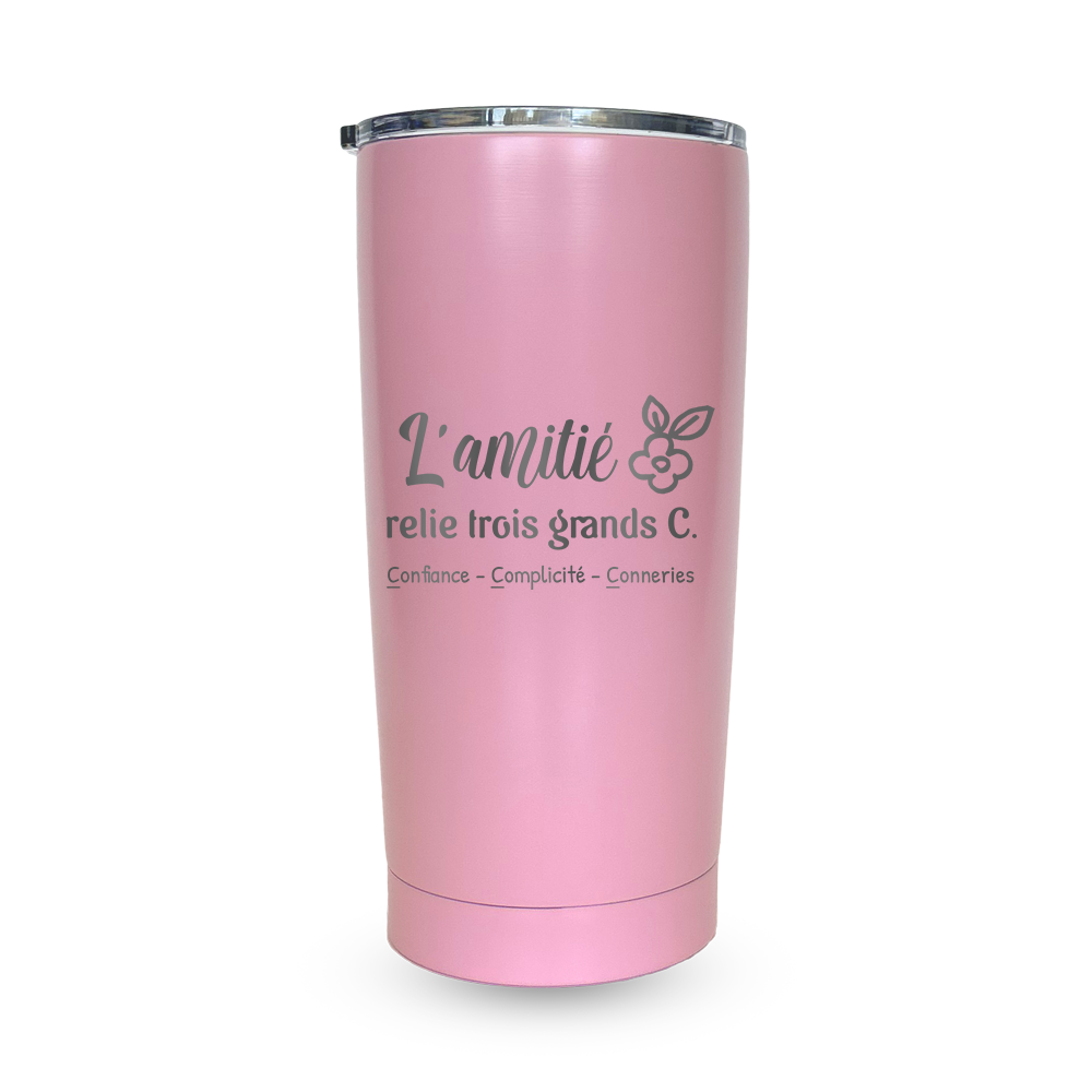 Verre gravé - L'amitié relie trois grands C.