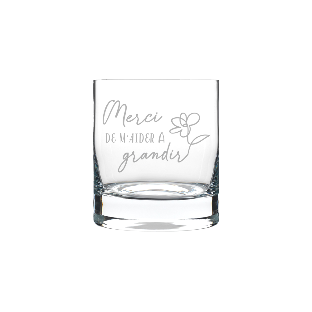 Verre gravé - Merci de m'aider à grandir