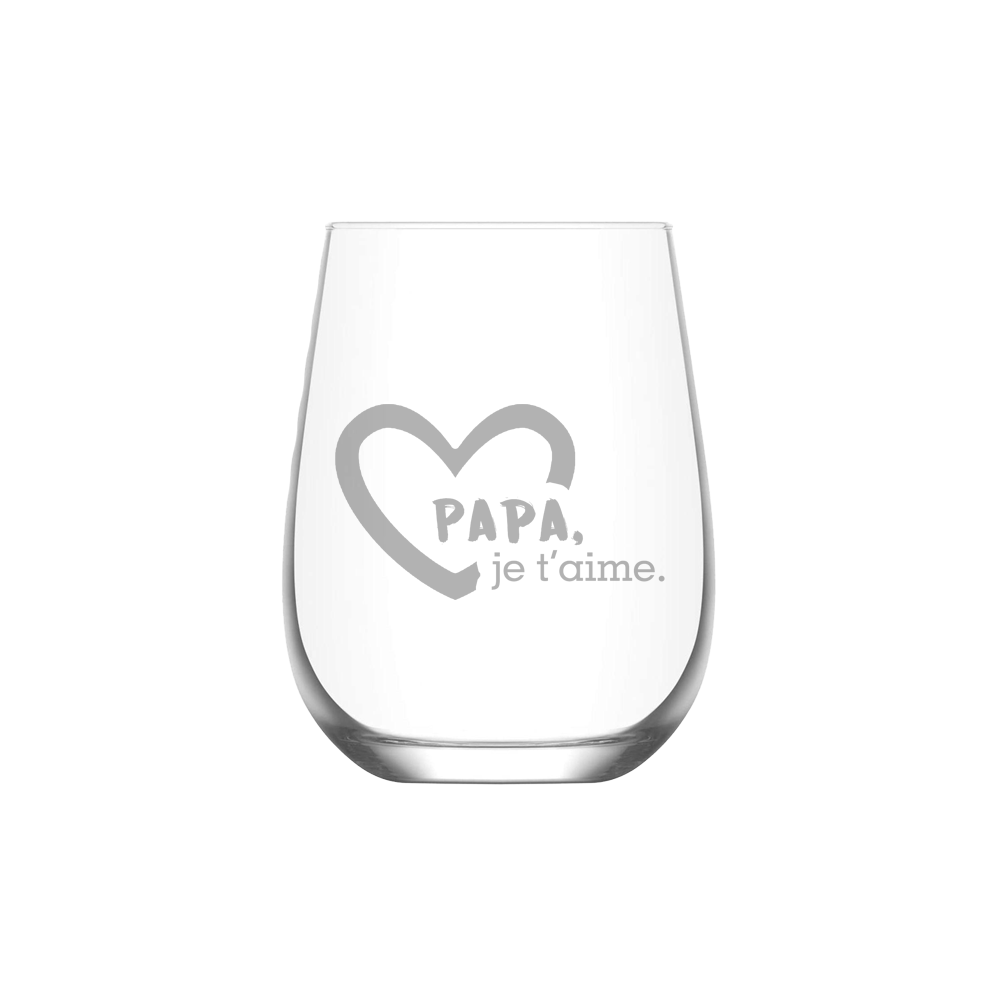 Verre gravé - Papa, je t'aime