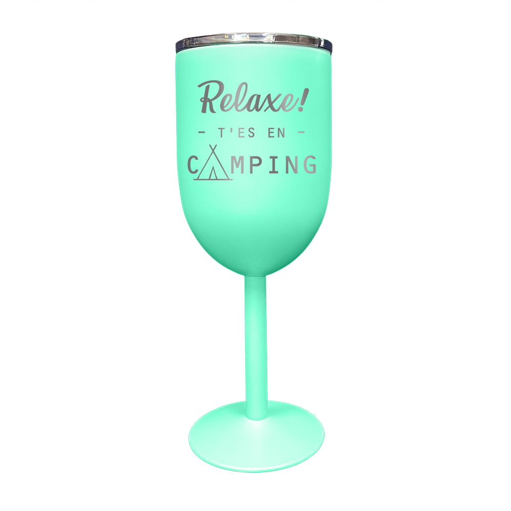 Verre gravé - Relaxe! T'es en camping