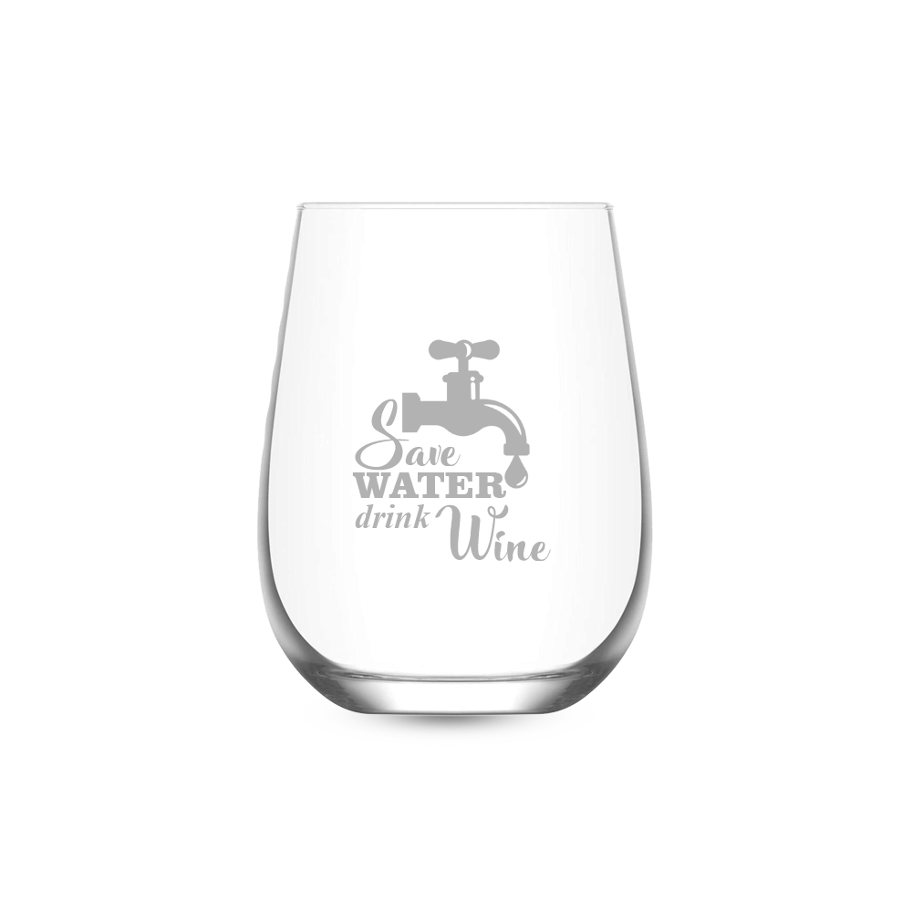 Verre à vin gravé - Save water, drink wine