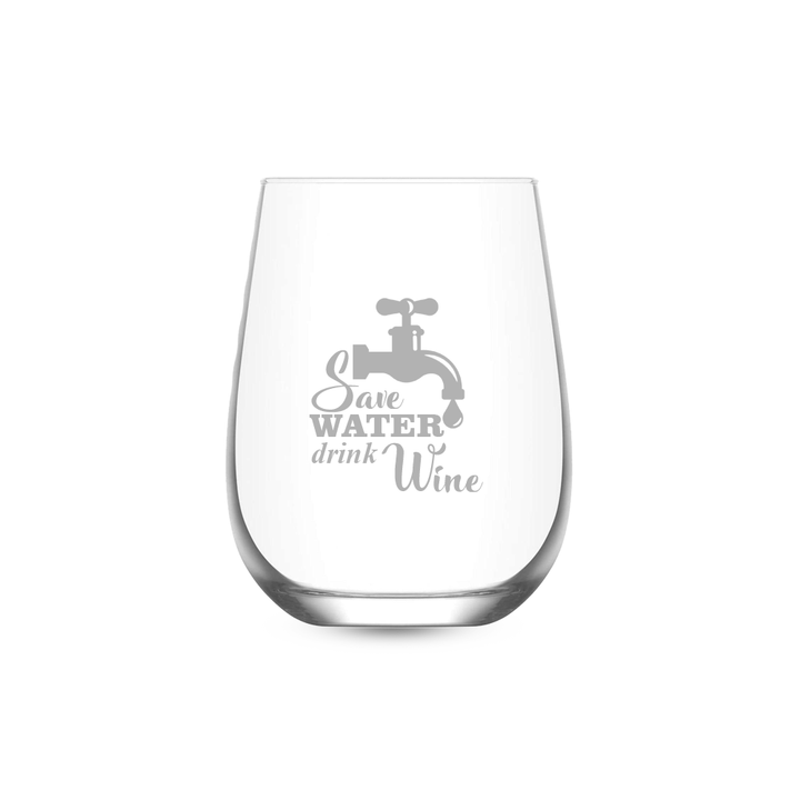 Verre à vin gravé - Save water, drink wine