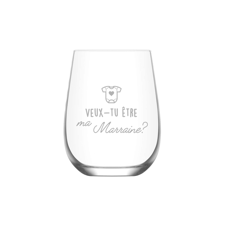 Verre gravé - Veux-tu être ma marraine?