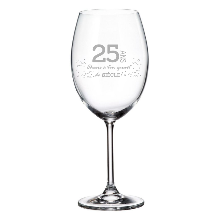 Verre gravé - 25 ans | Cheers à ton quart de siècle!