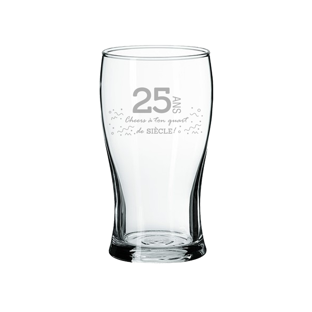 Verre gravé - 25 ans | Cheers à ton quart de siècle!