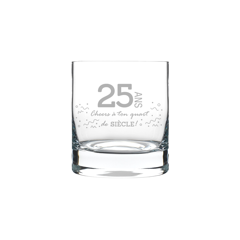 Verre gravé - 25 ans | Cheers à ton quart de siècle!