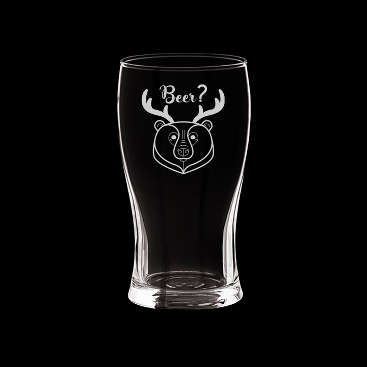 Verre à bière gravé - Bear, Deer, Beer?