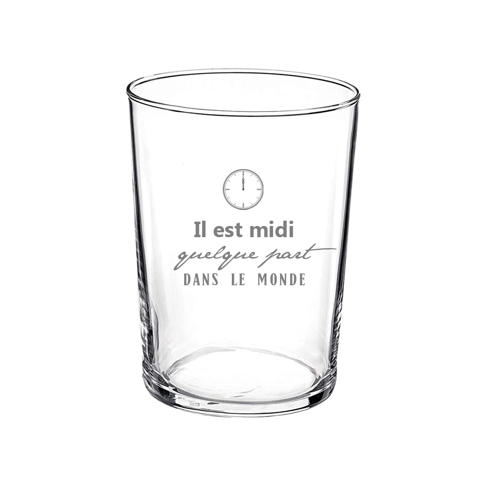 Verre gravé - Il est midi