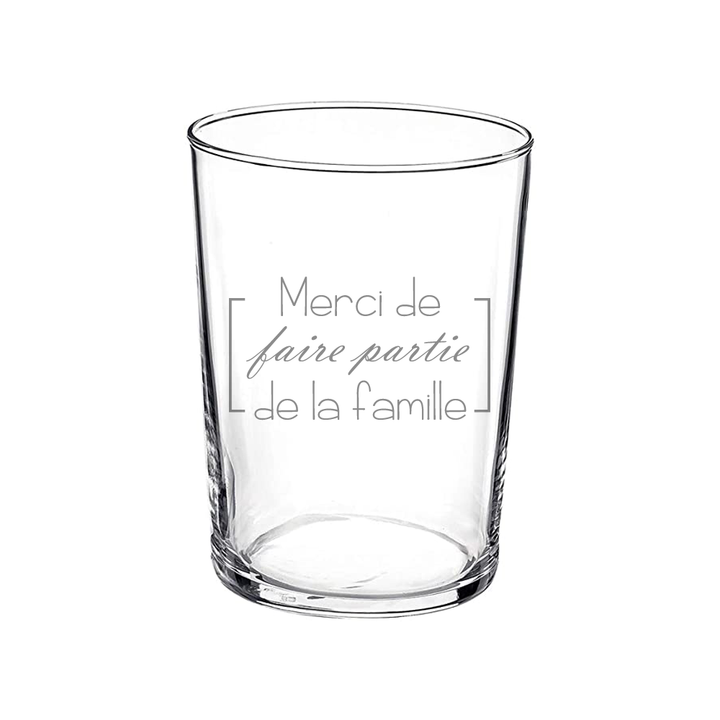 Verre gravé - Merci de faire partie de la famille