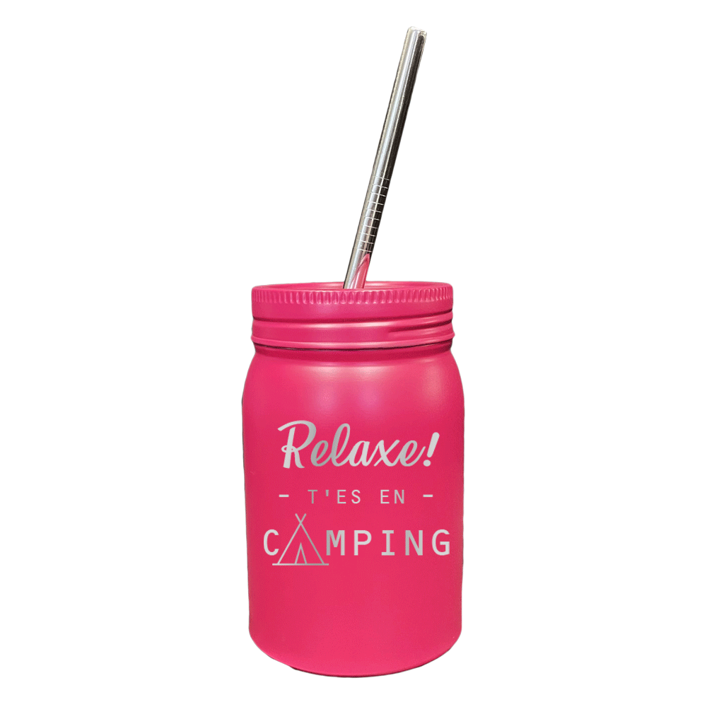 Verre gravé - Relaxe! T'es en camping