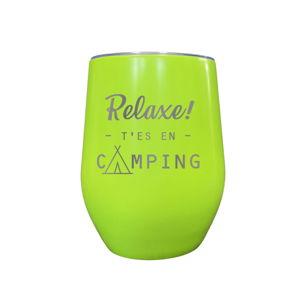 Verre gravé - Relaxe! T'es en camping