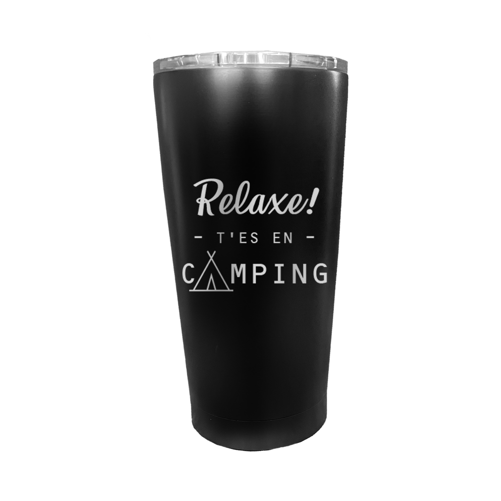 Verre gravé - Relaxe! T'es en camping